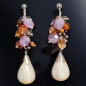 Boucles Nacre Améthyste Citrine et Œil de tigre Argent 925