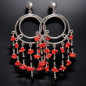 Boucles Corail et Onyx facettée Argent 925