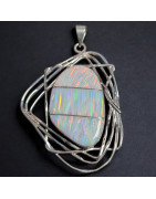 Pendentif Opale blanche Harlequin A+ Argent 925
