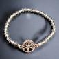 Bracelet Cristal Swarovski fumé Arbre de vie acier plaqué or