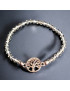 Bracelet Cristal Swarovski fumé Arbre de vie acier plaqué or
