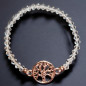 Bracelet Cristal Swarovski blanc Arbre de vie acier Plaqué or