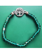 Bracelet Cristal Swarovski vert Arbre de vie acier