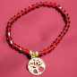 Bracelet Cristal Swarovski rouge Arbre de vie acier Plaqué or