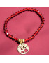 Bracelet Cristal Swarovski rouge Arbre de vie acier Plaqué or