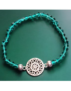 Bracelet Cristal Swarovski vert Mandala acier