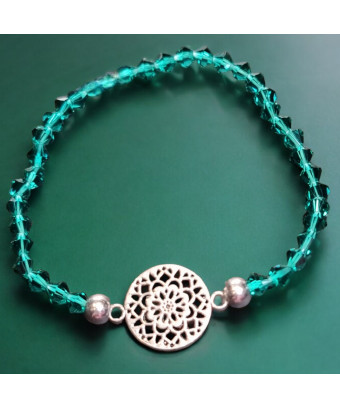 Bracelet Cristal Swarovski vert Mandala acier