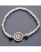 Bracelet Cristal Swarovski blanc Mandala acier