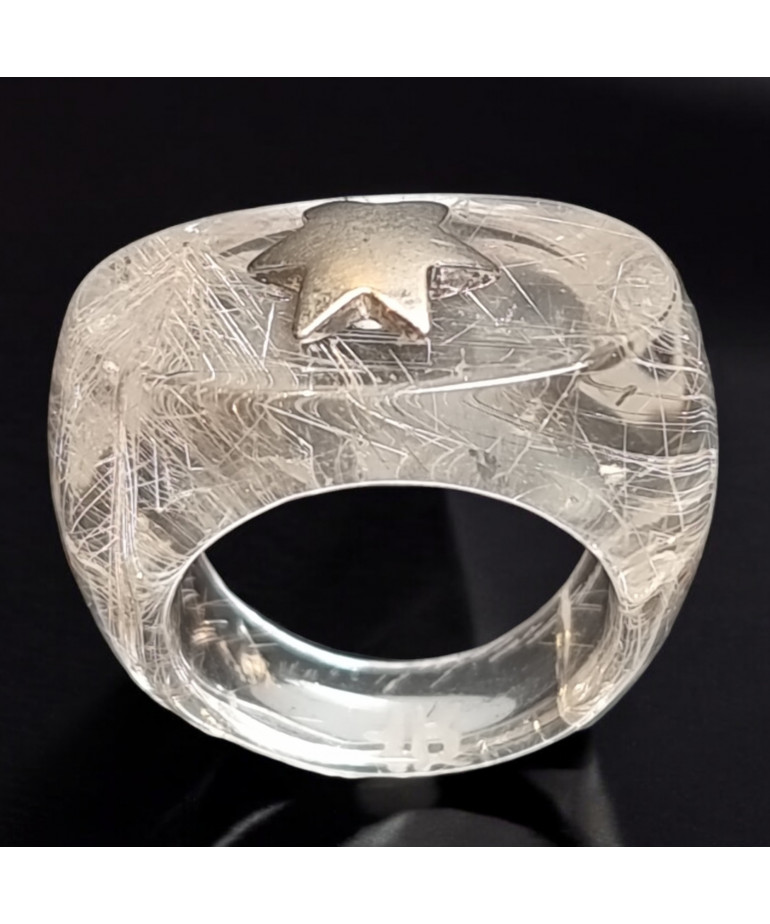 Bague Quartz rutile Etoile Argent 925 Taille 56