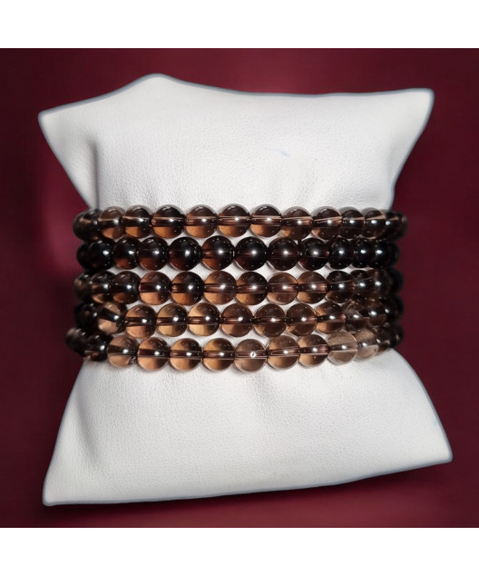 Bracelet Quartz fumé Pierre rondes (s)