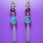 Boucles Quartz rose et Calcédoine Gouttes Argent 925