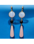 Boucles Quartz rose Onyx facettée et Calcédoine Gouttes Argent 925