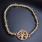 Bracelet Cristal Swarovski fumé Arbre de vie acier plaqué or rose
