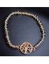 Bracelet Cristal Swarovski fumé Arbre de vie acier plaqué or rose
