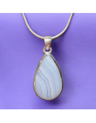 Pendentif Calcédoine avec chaîne Argent 925