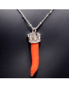Pendentif Corail rouge "Piment" avec chaîne Argent 925