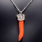 Pendentif Corail rouge "Piment" avec chaîne Argent 925