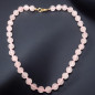Collier Quartz rose Pierres rondes 10mm facettées sur cordon noué