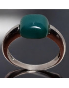 Bague Agate verte naturelle Argent 925 Taille 59