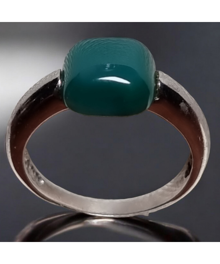 Bague Agate verte naturelle Argent 925 Taille 59