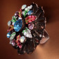 Bague Swarovski fleurs émaillées Cuivre Taille 54+