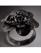 Bague Swarovski fleur Acier inox Taille 55+