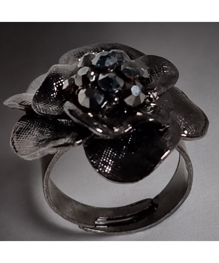 Bague Swarovski fleur Acier inox Taille 55+