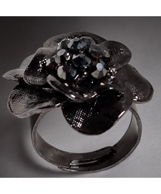 Bague Swarovski fleur Acier inox Taille 55+