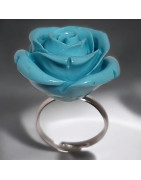 Bague Bakélite Fantaisie Fleur Taille 54+