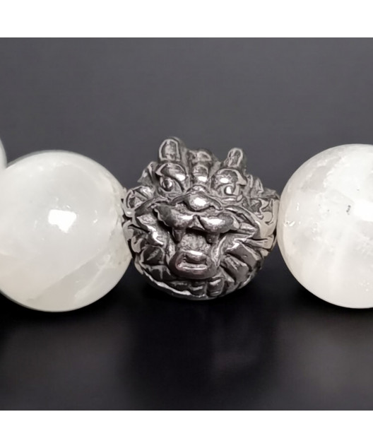Bracelet Pierre de lune insert Dragon Pierres rondes 10mm