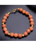 Bracelet Pierre de soleil reconstituée Pierres rondes 8mm avec fermoir