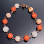 Bracelet Jaspe rouge Pierre de lune & Perles de verre africaines