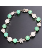Bracelet Chrysoprase Quartz rose et Pierre de lune