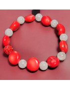 Bracelet Corail et Pierre de lune