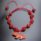 Bracelet Cornaline Pierres rondes 8mm et breloque Jaspe rouge sur crdon