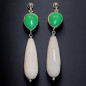 Boucles Onyx blanche facettée et Chrysoprase Gouttes Argent 925