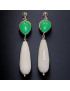 Boucles Onyx blanche facettée et Chrysoprase Gouttes Argent 925