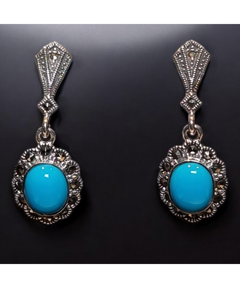 Boucles Turquoise baroque Argent 925