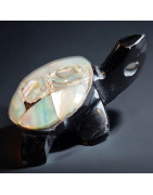 Pendentif Tortue Obsidienne & Nacre pm