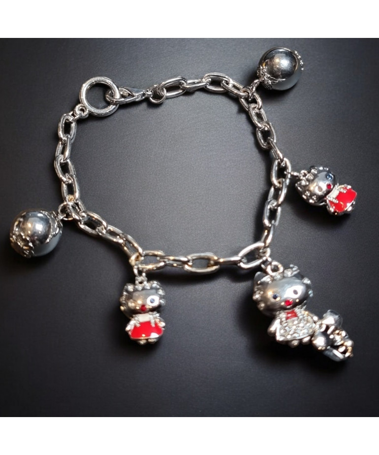 Bracelet Breloques petits chatons Acier inox