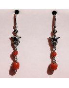 Boucles Corail et Etoiles Argent 925