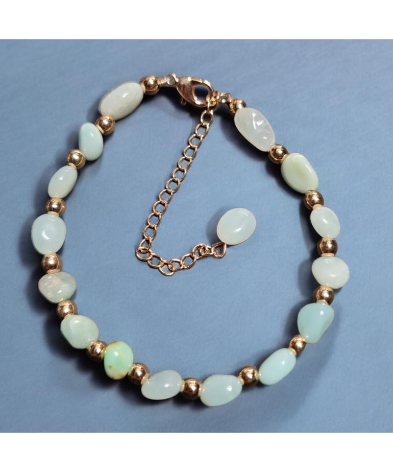 Bracelet Amazonite avec fermoir doré