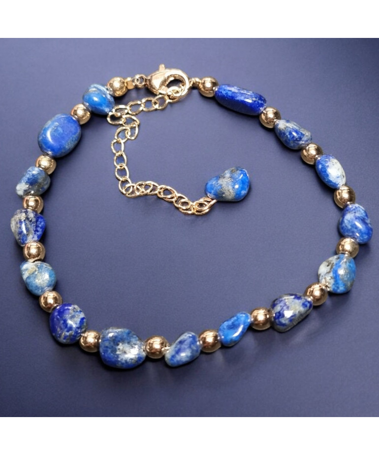 Bracelet Lapis-lazuli avec fermoir doré