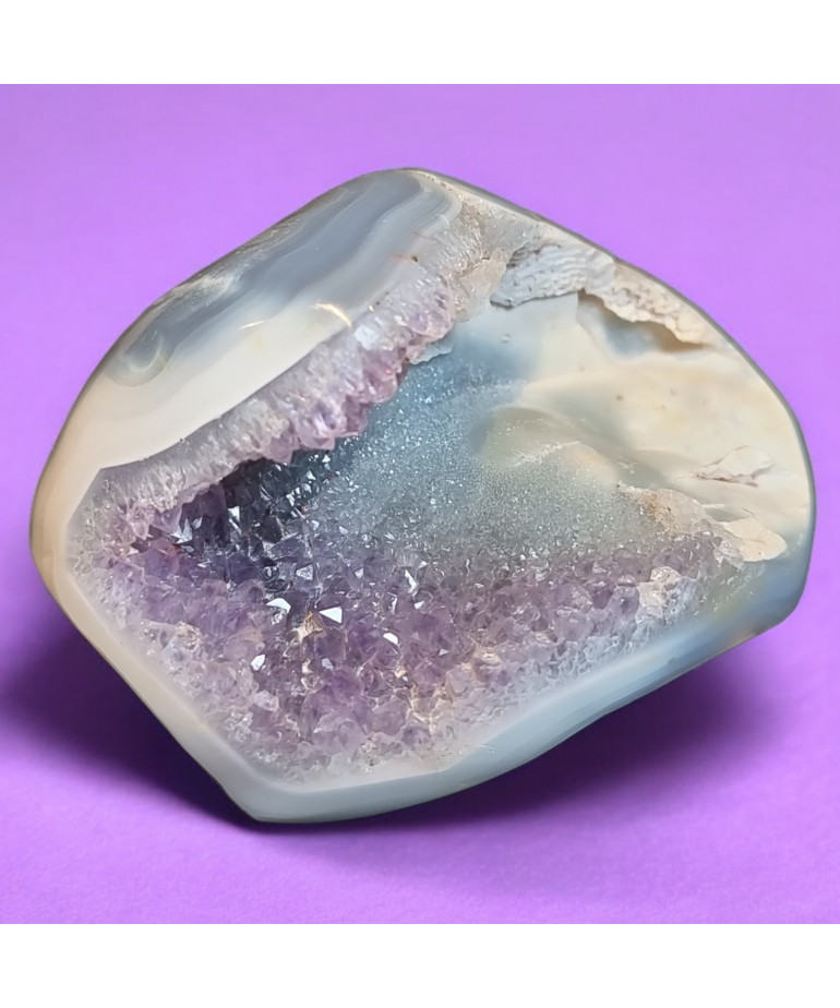 Géode Améthyste et Agate fleur 197g