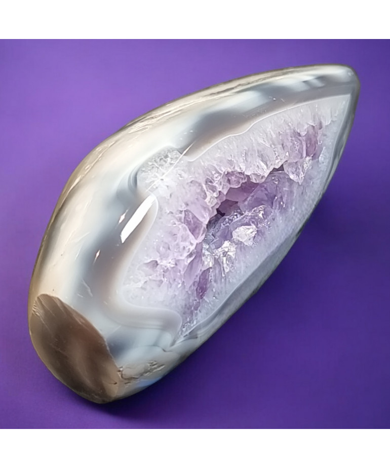 Géode Améthyste et Agate fleur 221g