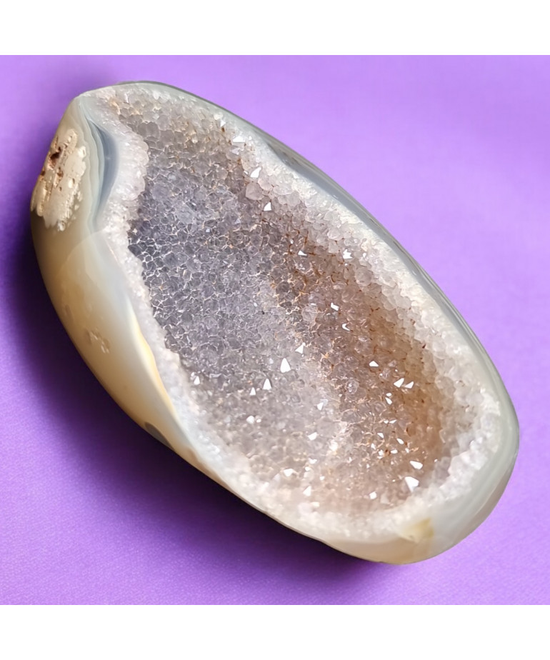 Géode Améthyste et Agate fleur 86g