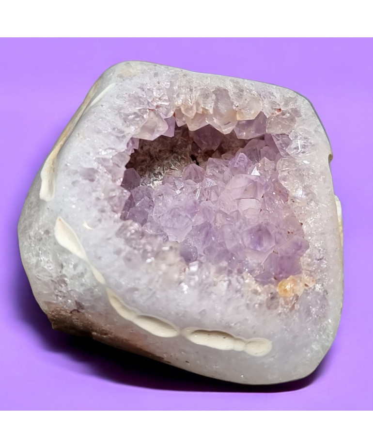 Géode Améthyste et Agate fleur 117g