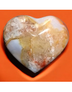 Cœur Agate fleur et Calcédoine 123g
