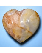 Cœur Agate Calcédoine et géode Améthyste 209g