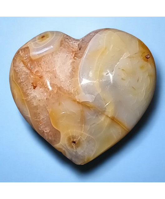 Cœur Agate Calcédoine et géode Améthyste 209g
